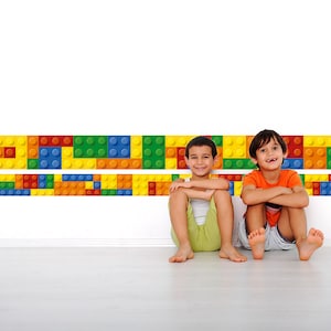 Bricks Border on Wall - Building Blocks - Bricks wall decal - Nursery Stickers - Kids Stickers - SKU:BRICKINF