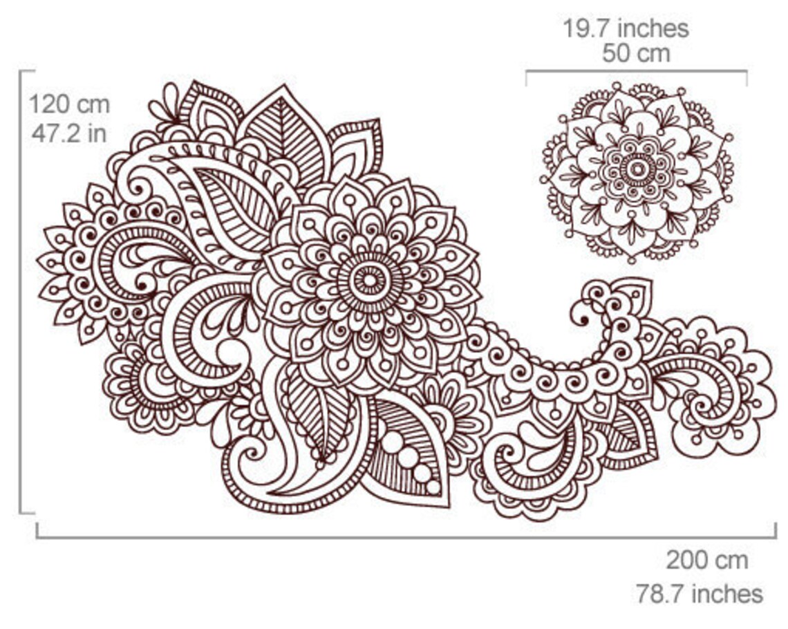 Henna Wall Sticker Indian Artwork Home Decor SKUHENNA Etsy