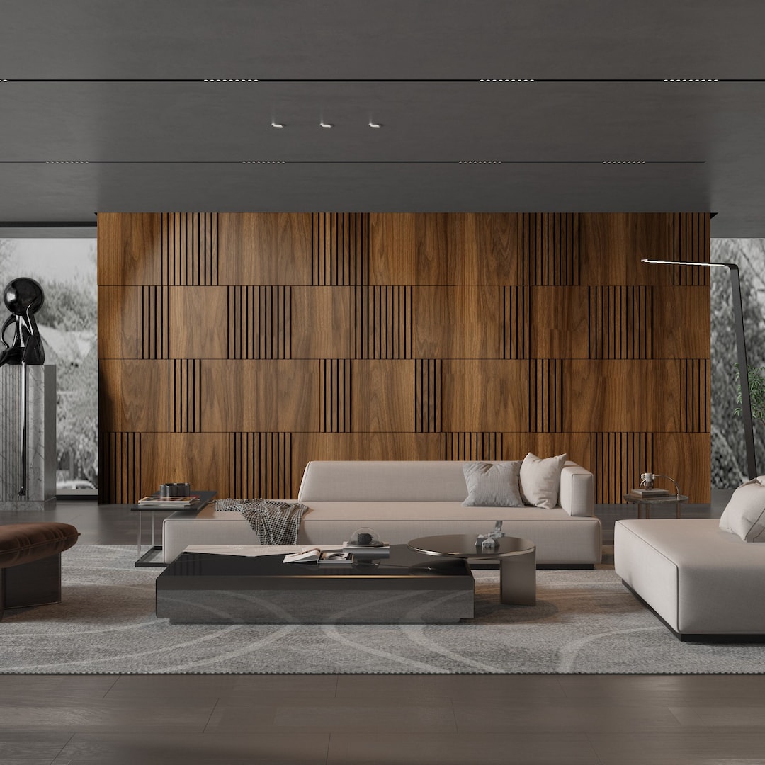 Modular Wall Panels Dark Wood, 3D Wall Panels, Modern Wall Panels