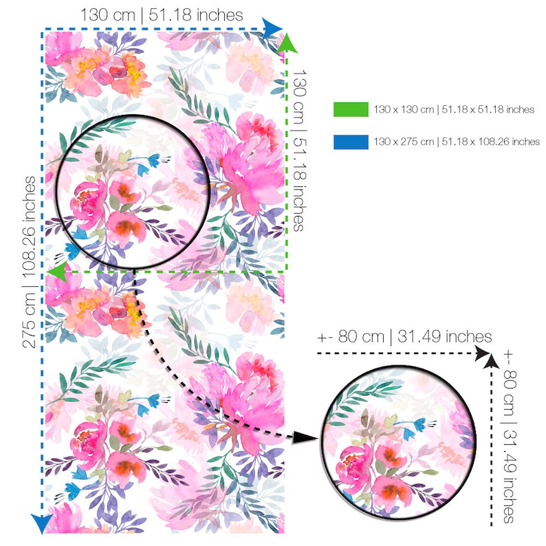 Watercolor Wallpaper Floral Watercolour SKU:WNFW Removable Wallpaper Reusable