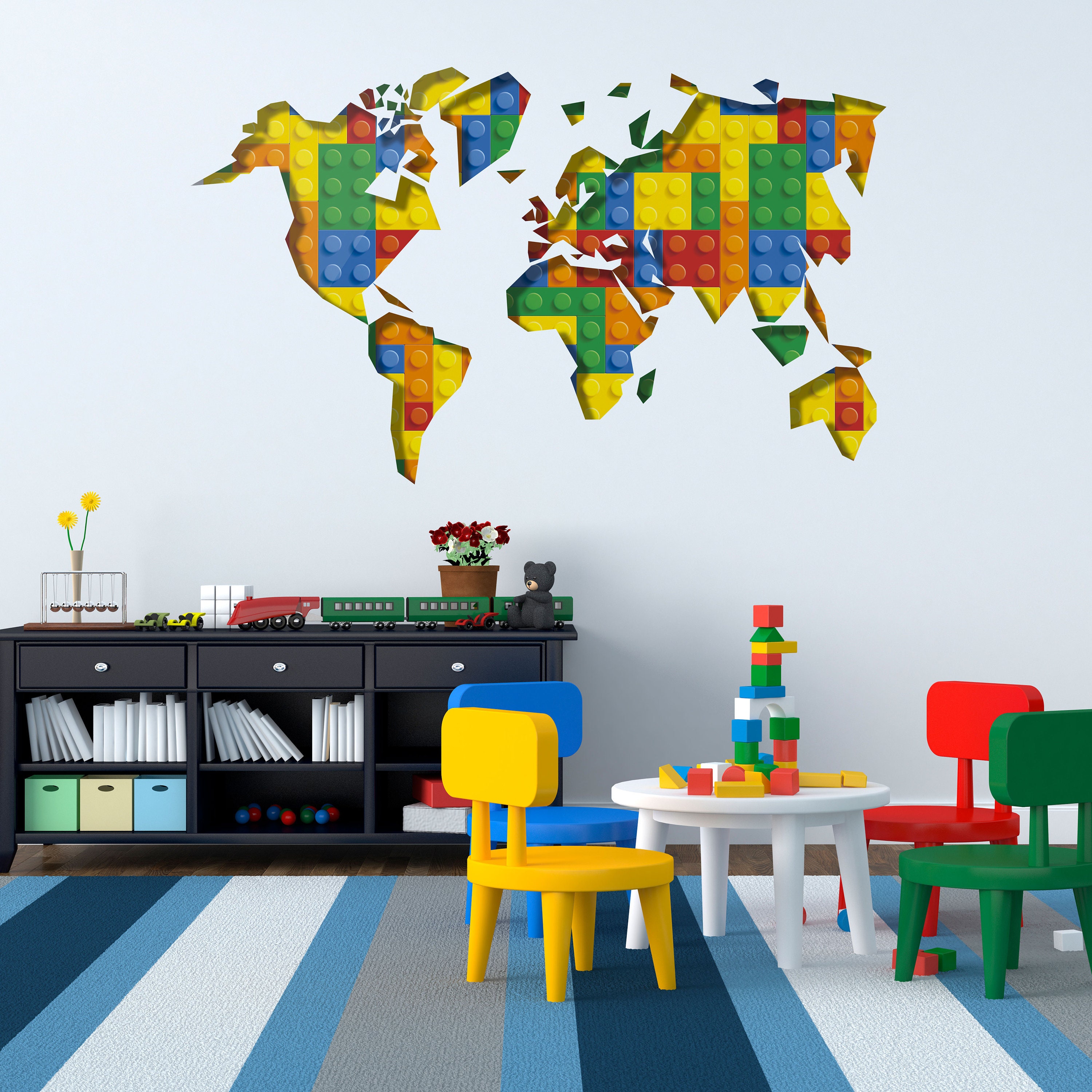 Mappa del mondo Con Dei Paesi Nome Inglese Da Parete Adesivi Per Ufficio  Aula Studio Room