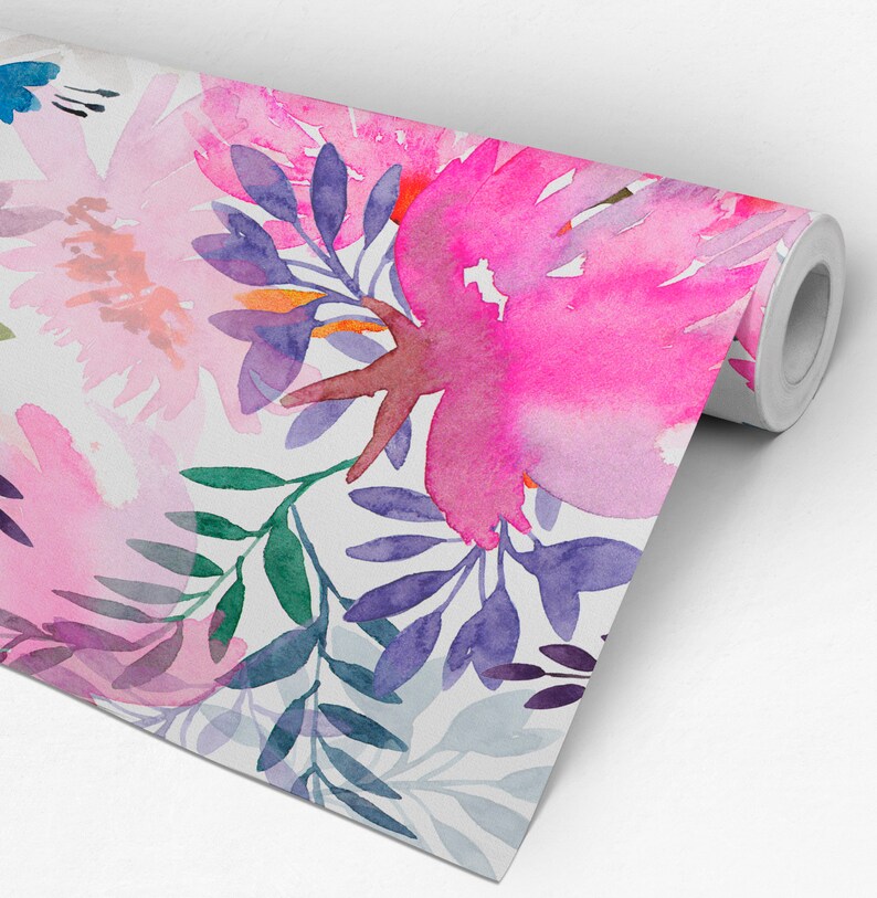 Watercolor Wallpaper Floral Watercolour SKU:WNFW Removable Wallpaper Reusable