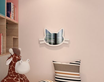 Sarah Duke Espejo de pared para habitación infantil, espejo de pared 3D,  acrílico, espejo para niños, gato con madera, decoración de pared para  habitación de los niños, baño : : Hogar y