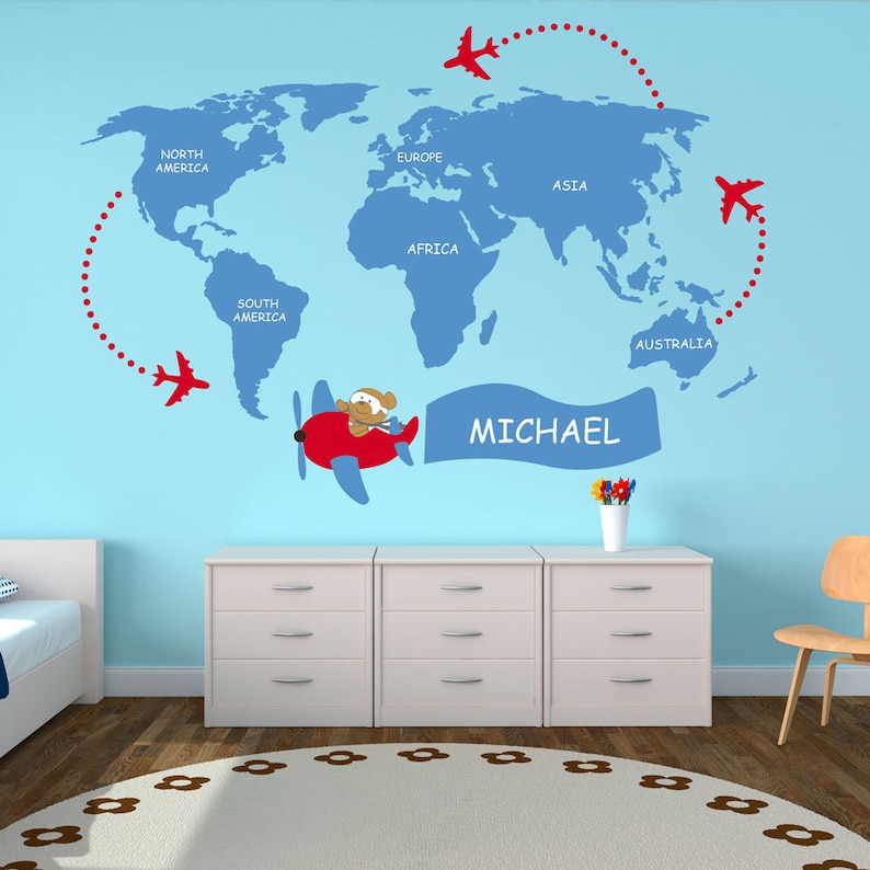 Nursery World Map Kids World Map Decal World Map Wall Etsy Canada