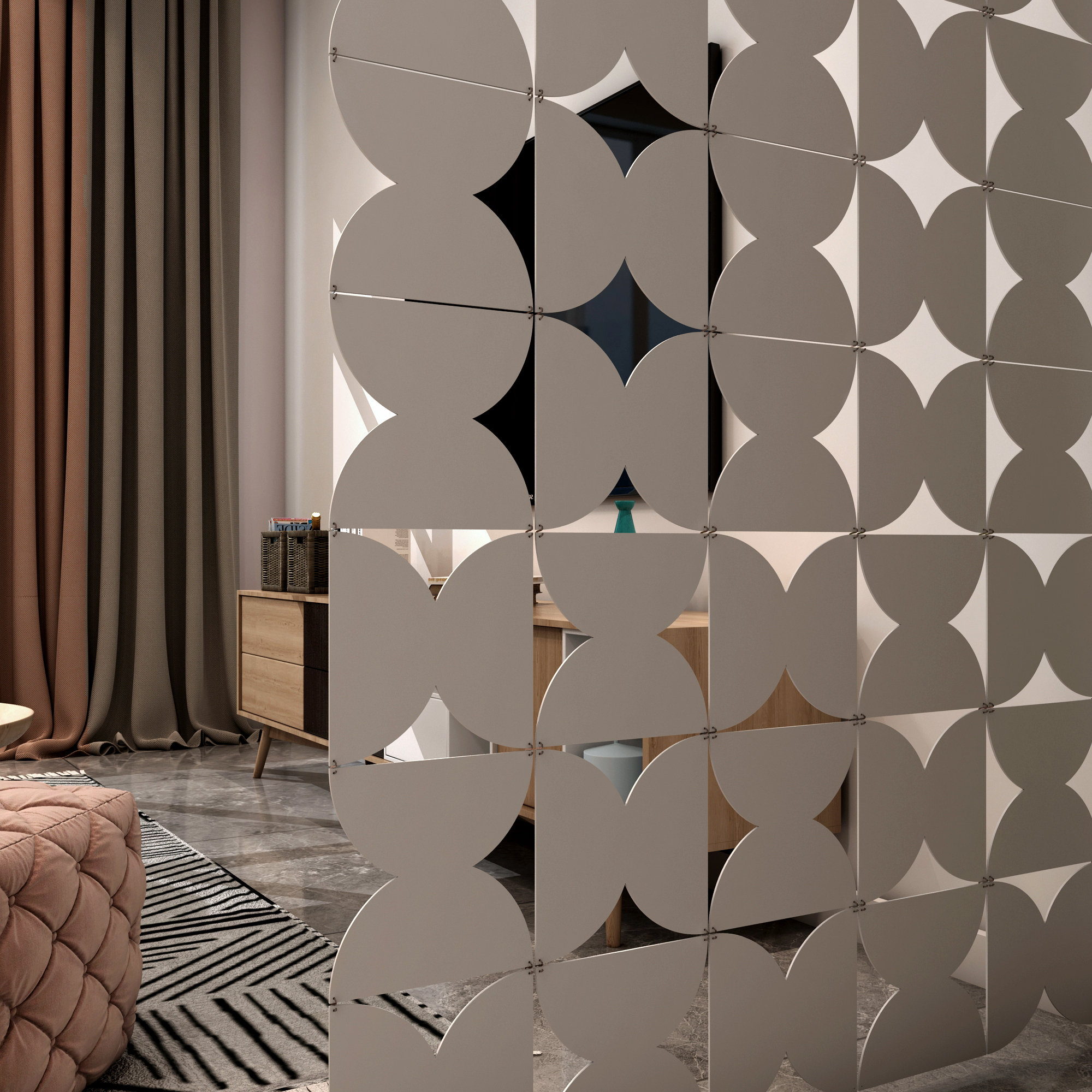 Mid Century Half Circles, Geometric Modular Wall Panels Screen, Room ...