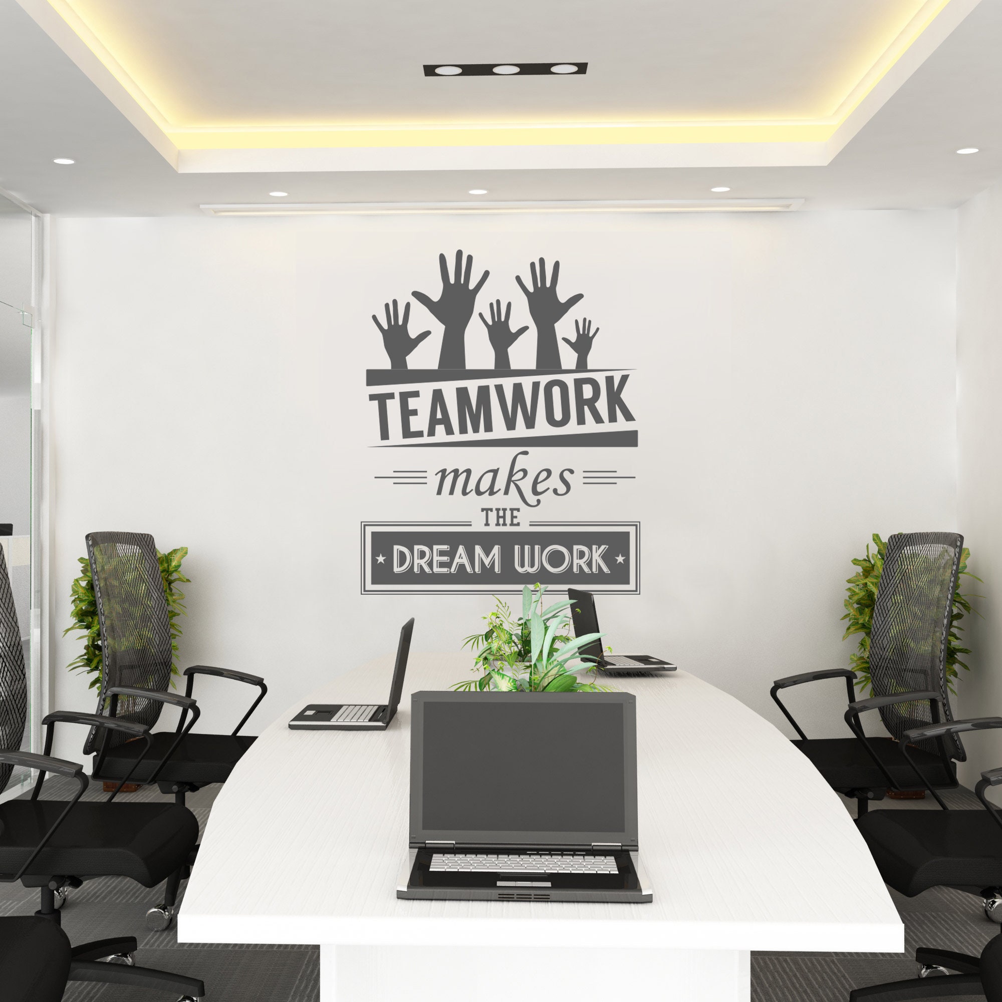 Teamwork makes the dream work Teamwork Office Wall art Etsy