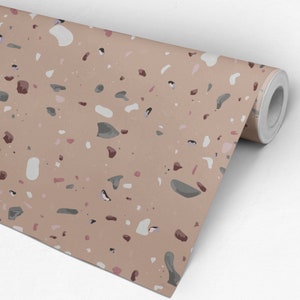 Terrazzo Old Pink Terrazzo Pattern Wallpaper, Wall Decor, Wall Decoration, Removable Wallpaper, Peel and Stick Wallpaper SKU:OPTRR image 3
