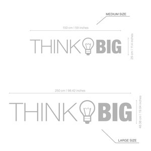 Think Big, Office, Wall, Art, Decor, 3D, PVC, Typography, Inspirational, Motivational, Work, Sucess, Decals, Stickers SKU:THBI image 3