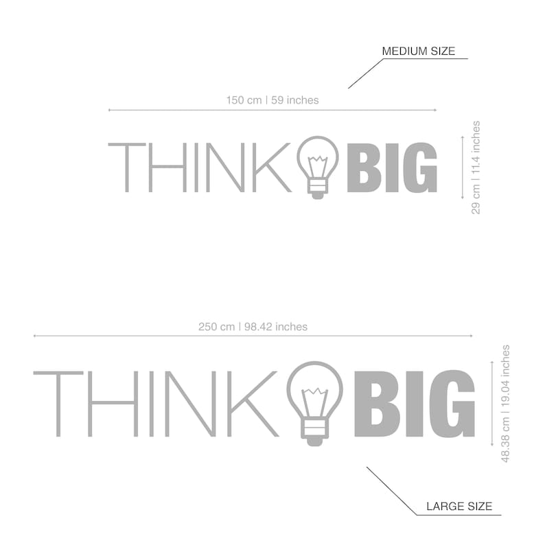 Think Big, Office, Wall, Art, Decor, 3D, PVC, Typography, Inspirational, Motivational, Work, Sucess, Decals, Stickers SKU:THBI image 3
