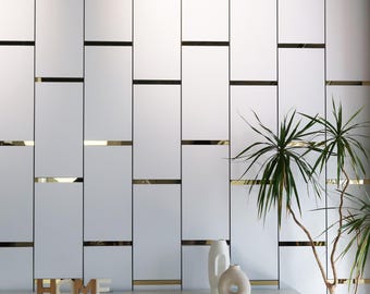 White and Gold Rectangular Panels, 3D Wall Panels, Luxurious Wall Covering, SKU:VTPN