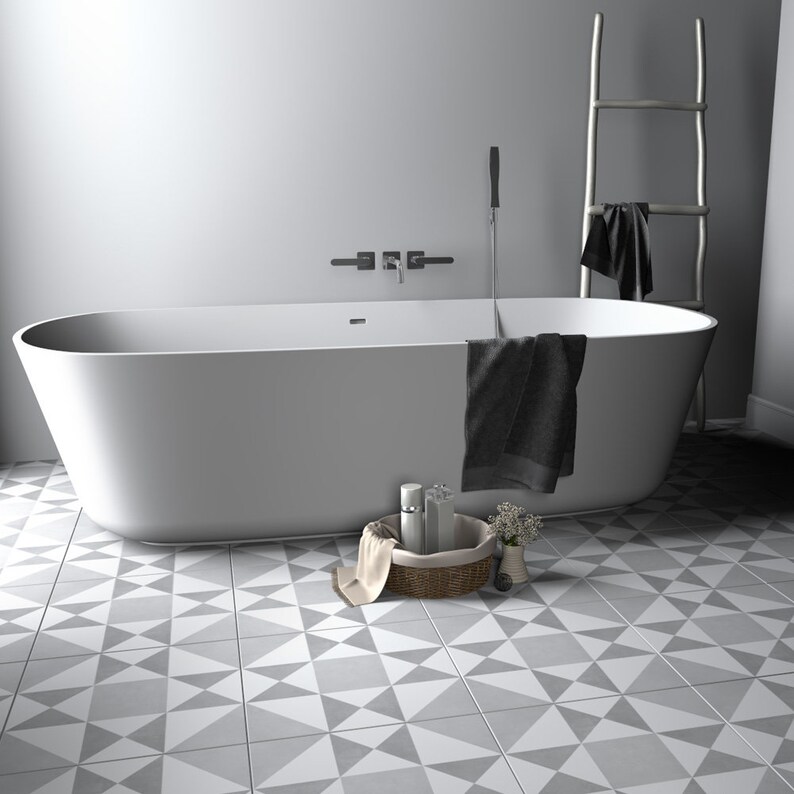 Ohio Star Pattern Tile Decal Floor Bathroom Image 0