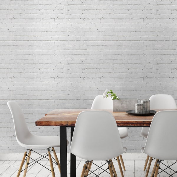 Bricks Removable Wallpaper - White Bricks Wallpaper - Self-adhesive - Peel and Stick - Fabric Wallpaper- Wall Mural - Wallpaper - SKU: BRICK