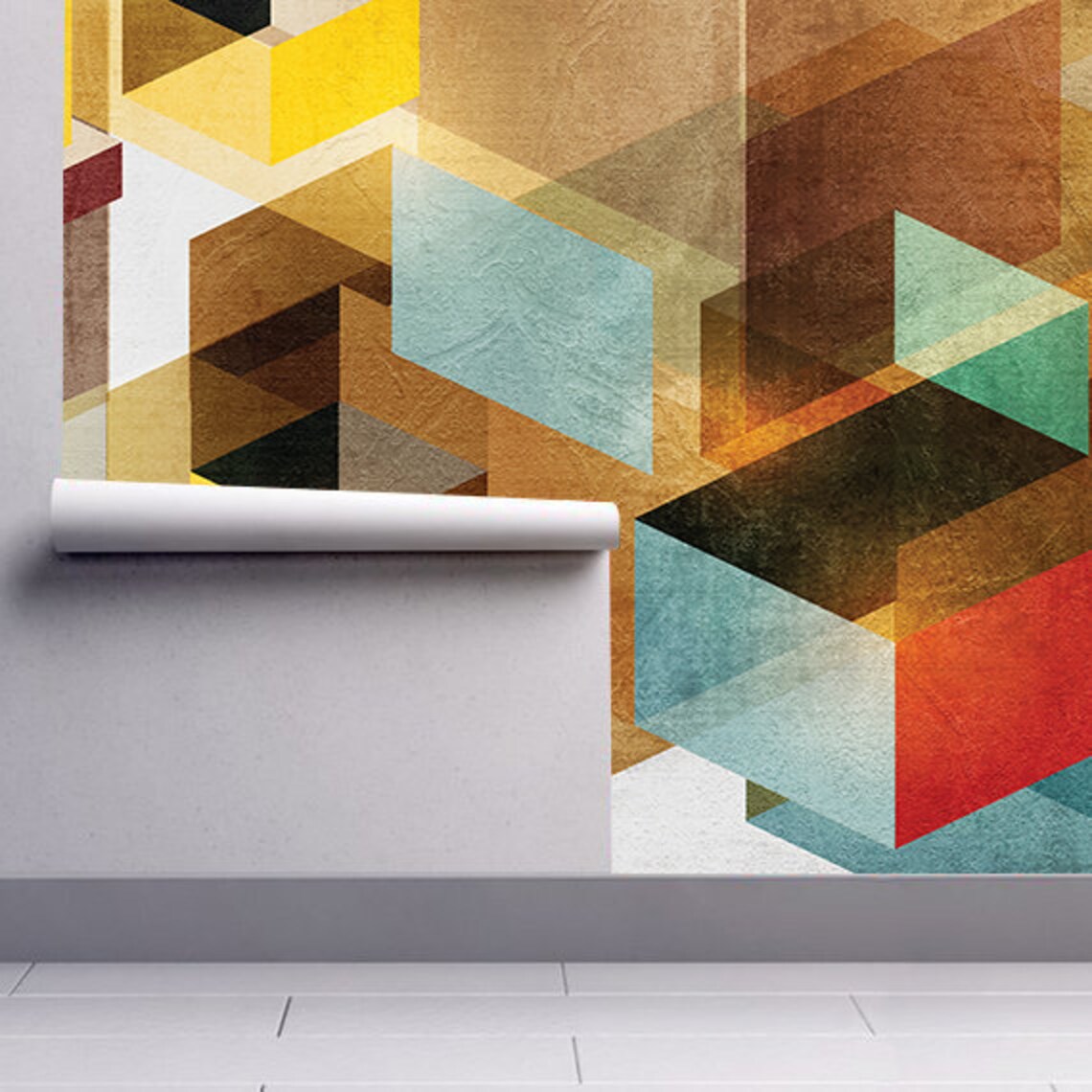 Wall Mural Mid Century Modern Repositionable Adhesive Etsy Australia