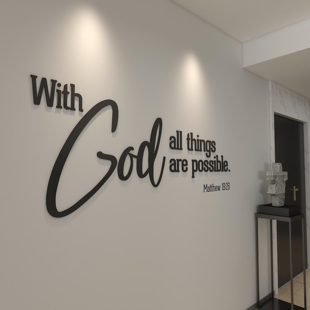 With God All Things Are Possible Religious Wall Sign 3D Letters