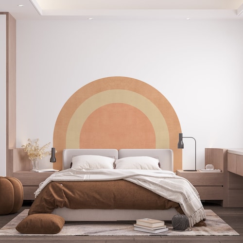 Mountains Boho Abstract Wall Decal Terracotta Color Wall Art Etsy