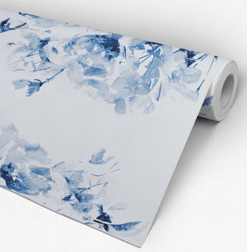 Blue Removable Wallpaper Peel and Stick Wallpaper Self Etsy