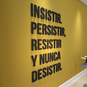 Insistir Persistir, Resistir Nunca Desistir, Arte de la Pared del Gimnasio, Signo de Cita Motivacional, SKU:IPRY image 2