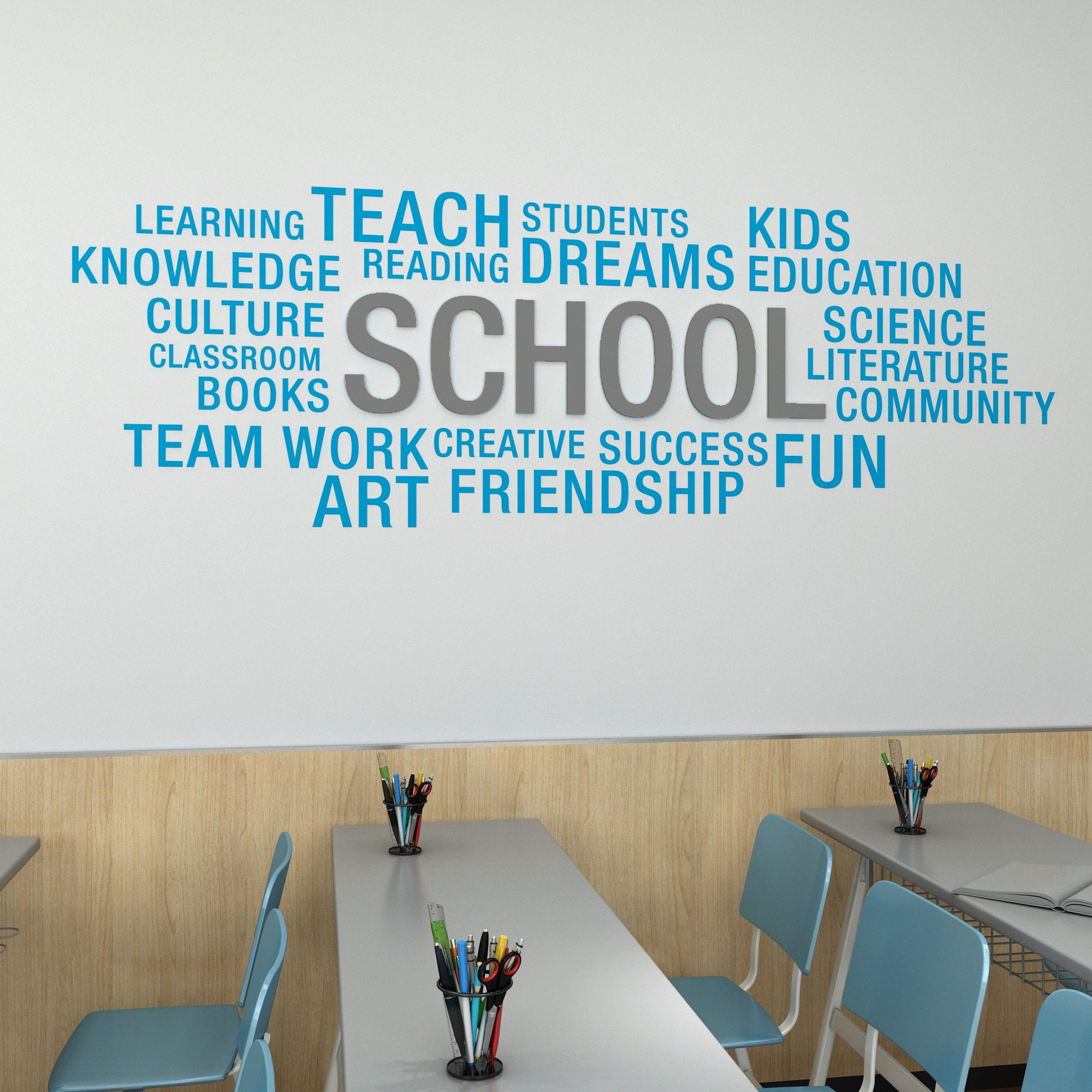 School Word Cloud, Inspirational Words Wall Art, Vinyl Decal Science ...