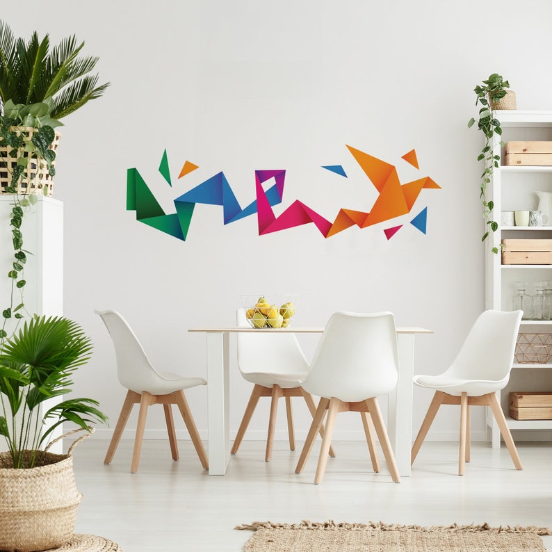 Origami Bird Decal Origami Stickers Origami Decals Wall Decals Wall Stickers Colored Origami Bird Decal SKU:ORIGBIR image 1