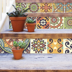 Adesivi per piastrelle Chichen Itza, Maya, Talavera, adatti per pareti e pavimenti, impermeabili, tutte le dimensioni, collezione autunno 2018, CONFEZIONE da 24, SKU:MMTA