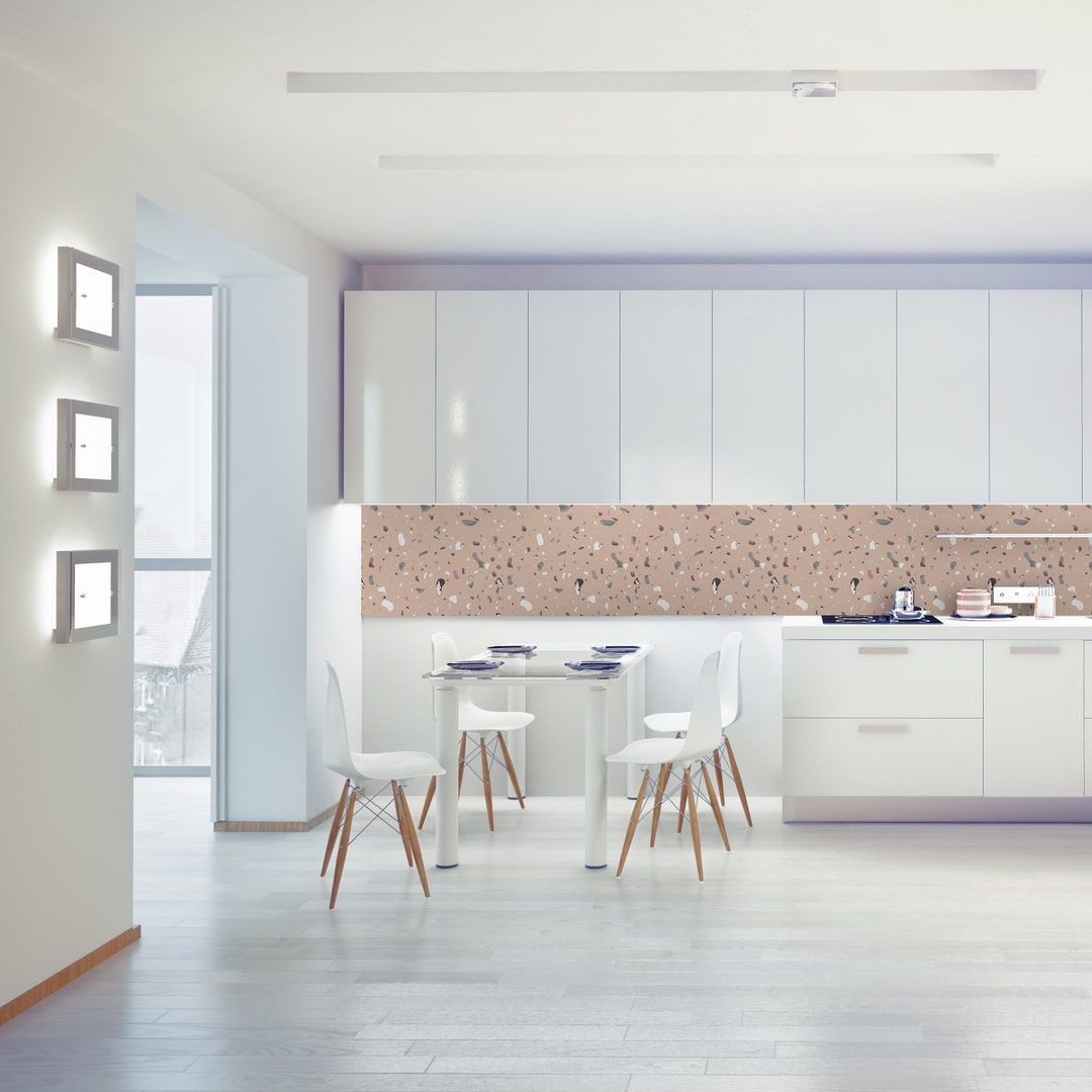 Old Pink Terrazzo Adhesive Film, Waterproof, Kitchen Backsplash - SKU ...