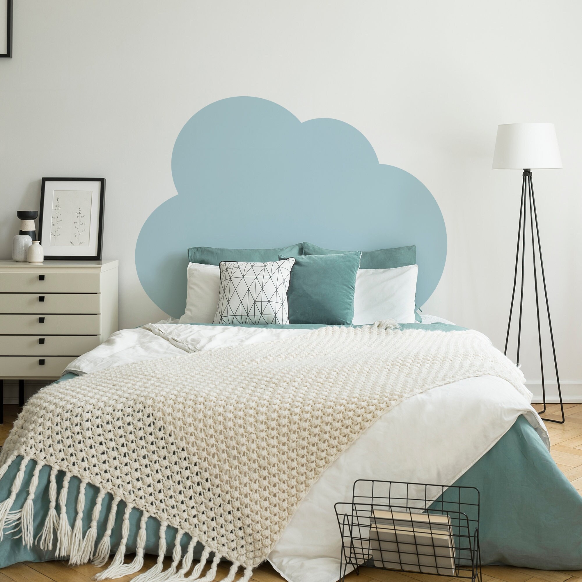 Blue or White Cloud Wall Decal Headboard Decal Scandinavian