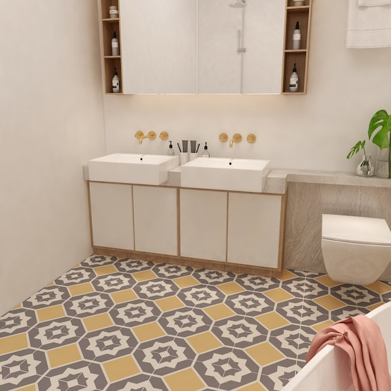 Adesivi per Piastrelle Bagno e Cucina Adesivi per Piastrelle Giallo Grigio Blu Piastrelle Adesive Adesivi per Piastrelle in PVC per Cucina Piastrelle Autoadesive Resistenti al Calore per Pareti Piast
