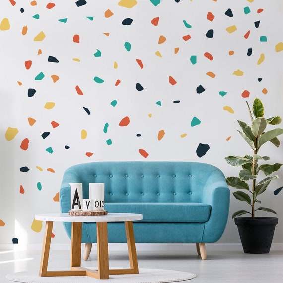 Colorful Terrazzo Wall Stickers Terrazzo Decals Modern Wall Etsy