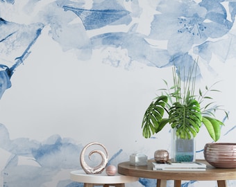 Blue Removable wallpaper - Peel and stick - Wallpaper - Self adhesive wallpaper - Temporary wallpaper - Wall decor - Mural - SKU:Florwabl