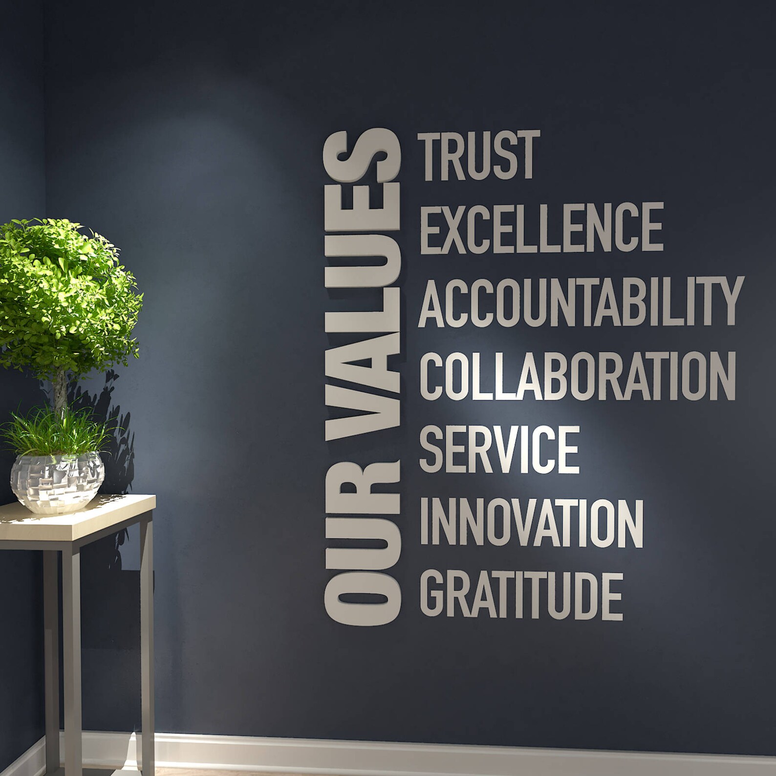 Our Values Office Wall Art Decor 3D PVC Typography - Etsy