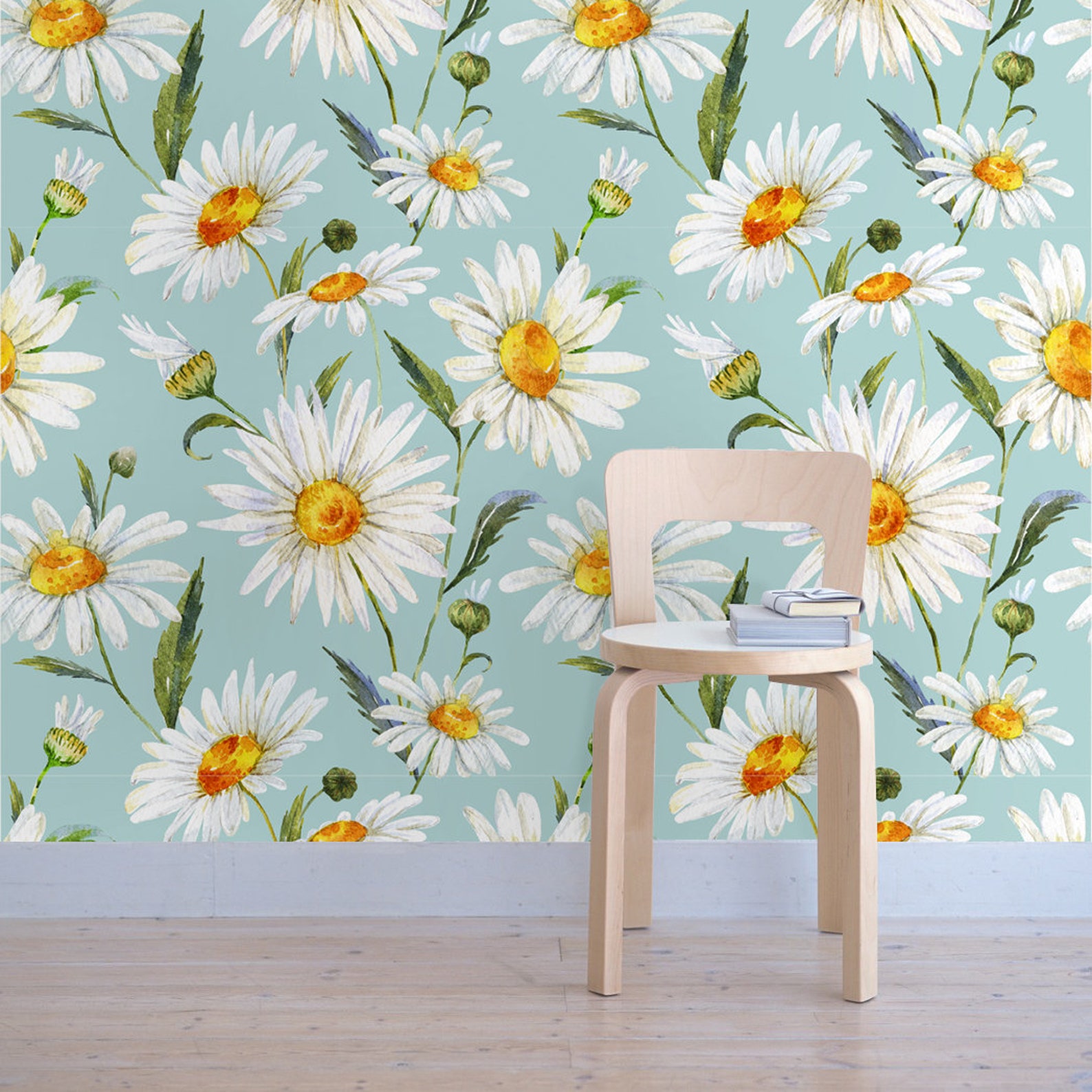 White Daisy Wallpaper White Daisies Removable Wallpaper | Etsy