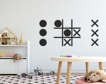 Tic-tac-toe - Game - Gamer - Kids - Children Games - Wall Decor 3D - Kids Decor - 3D, Fretwork - Nursery Decor - SKU:TTT