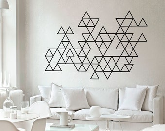 Geometric Wall Decal - Triangles - Wall Art - Minimalist Art - Modern Decor - Mid Century - Wall Decals - Wall Stickers - SKU:trioutline