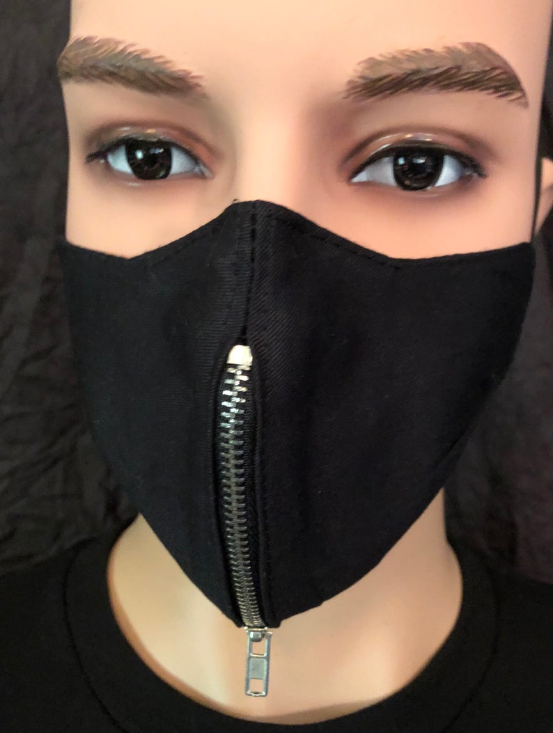 Black Vertical Zipper Face Mask Etsy