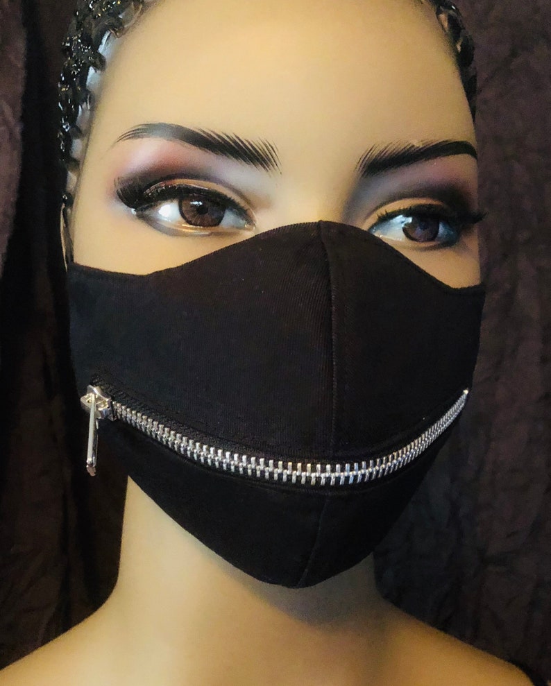 Black Horizontal Zipper Face Mask Etsy