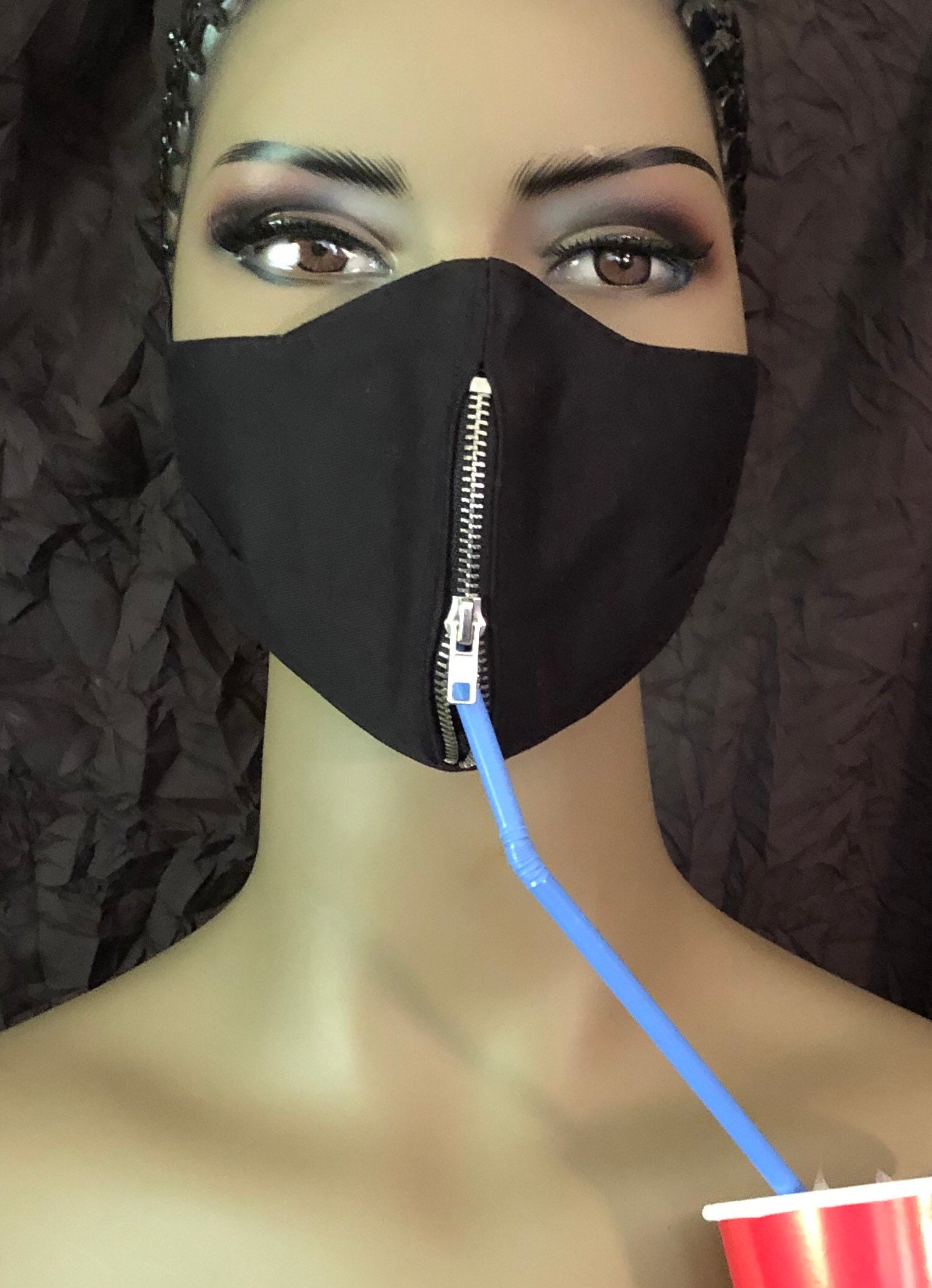 Black Vertical Zipper Face Mask Etsy