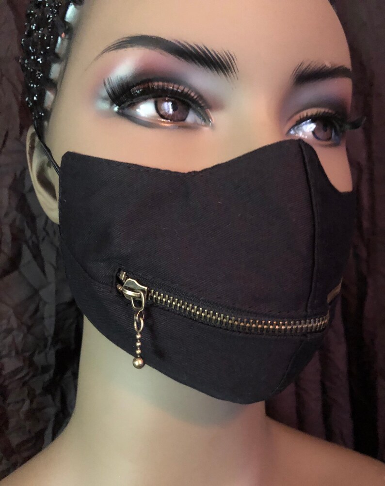 Black Horizontal Zipper Face Mask Etsy