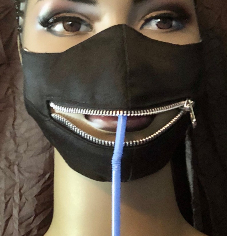 Black Horizontal Zipper Face Mask Etsy