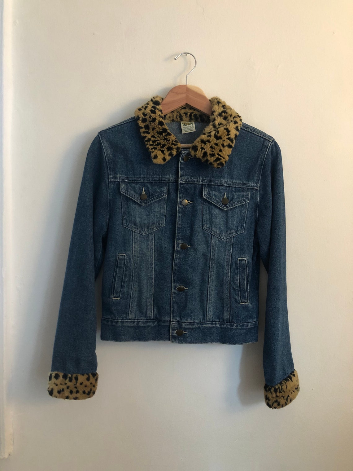 Jean Jacket with Cheetah Trim Rainforest Cafe 90's Vintage | Etsy