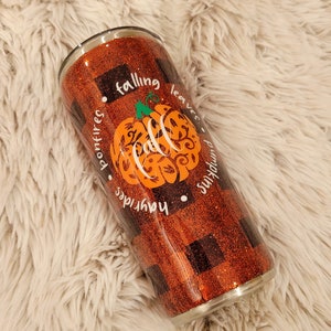 Fall Buffalo Plaid Tumbler / 15 oz Fall Tumbler / Stainless Steel Fall Tumbler