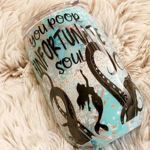 Sea Creature and Mermaid Wine Tumbler/ Stainless Steel Wine Tumbler/ Undersea Themed Wine Tumbler