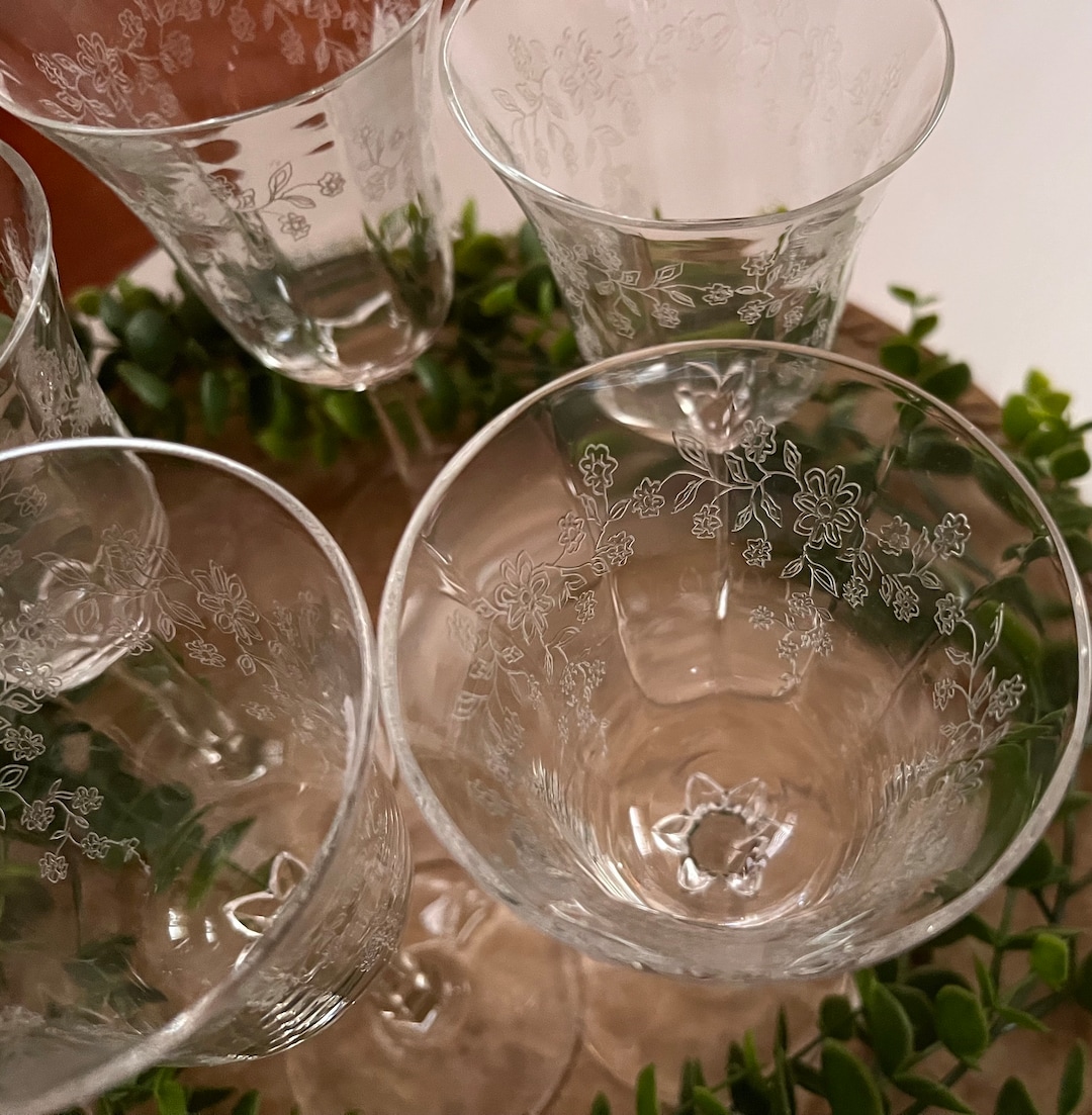 5 Lenox Castle Garden Cordial Glasses / Crystal Sherry Glasses