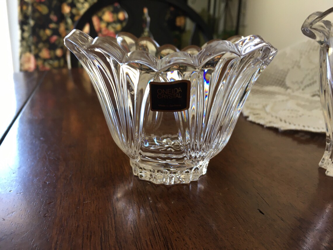 Vintage Cream and Sugar Set Lead Crystal Creamer and Sugar Etsy