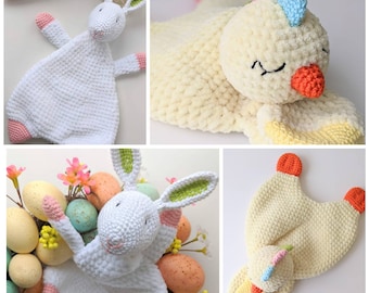 Crochet Bunny and Chick Lovey Pattern: Amigurumi Rag Doll (PDF Pattern)