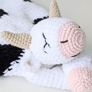 PATTERN ONLY, SLEEPY Cow Comforter, crochet cow, crochet pattern, amigurumi comfroter pattern, amigurumi lovey, baby gift, crochet lovey image 3