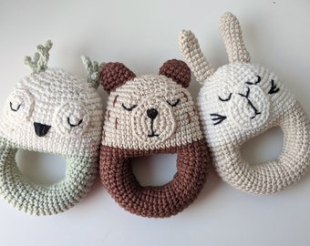 Crochet Baby Rattle Pattern: Bear, Bunny, Owl Amigurumi (PDF Pattern)
