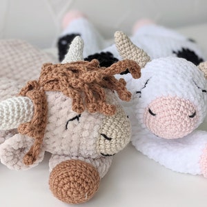 PATTERN ONLY, *SLEEPY* Cow Comforter, crochet cow, crochet pattern, amigurumi comfroter pattern, amigurumi lovey, baby gift, crochet lovey