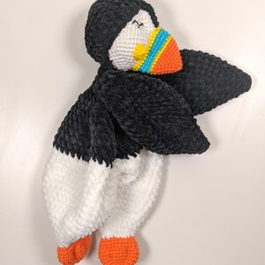 PATTERN ONLY, BABY Puffin Comforter, crochet puffin, crochet pattern, amigurumi comforter pattern, amigurumi lovey, crochet lovey snuggler image 8