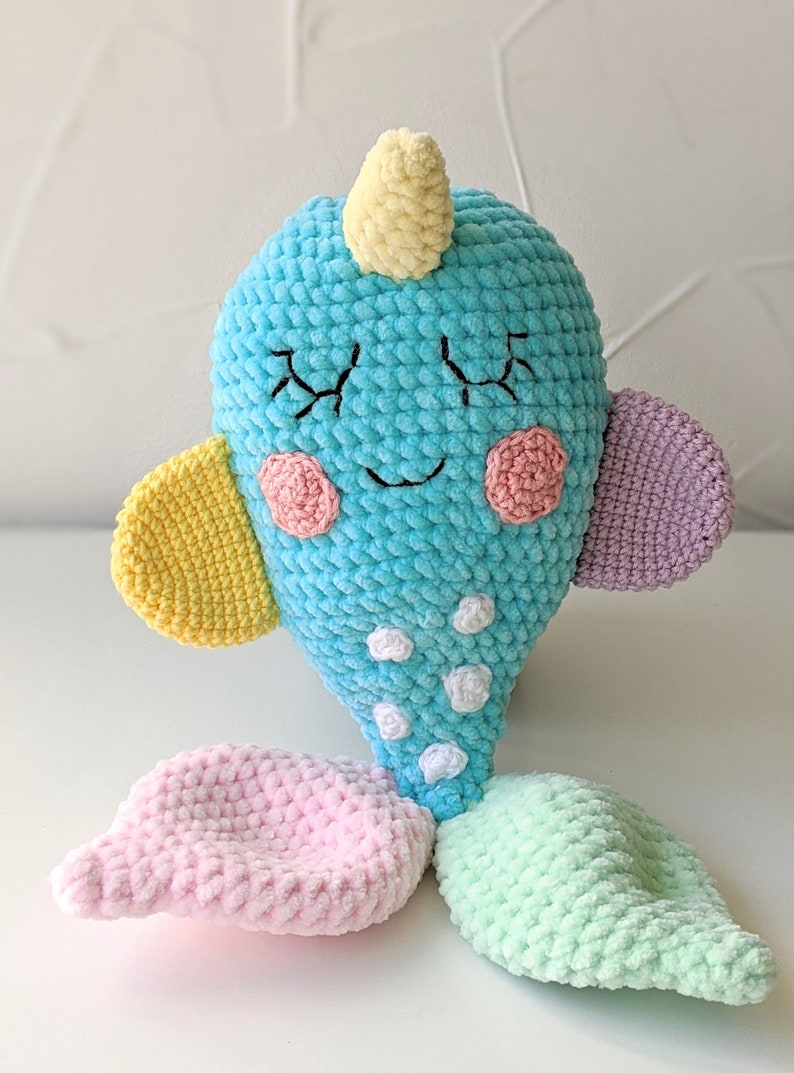 PATTERN ONLY, Narwhal Comforter, crochet narwhal, crochet pattern, amigurumi comfroter pattern, amigurumi lovey, crochet lovey pattern image 6