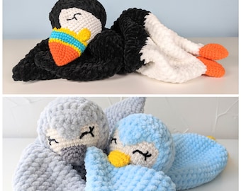 PATTERN ONLY, *BABY* Comforter bundle, crochet lovey, crochet pattern, amigurumi lovey pattern penguin comforter pattern puffin snuggler